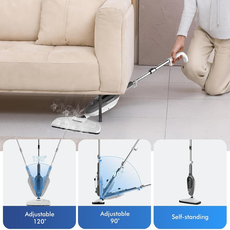 Mxnsewr Steam Mop - All-in-one Powerful Handheld Steam Cleaner Detachable Floor Steamer with 11 Accessories, MultiPurpose Steamer for Hardwood Floors, Clothes,Windows,Tiles,Carpet, Whole Home Use,Grey - Image 5